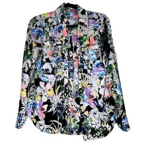 Express The Portofino Shirt Top Blouse Button Up Woman XS Long Sleeve Floral